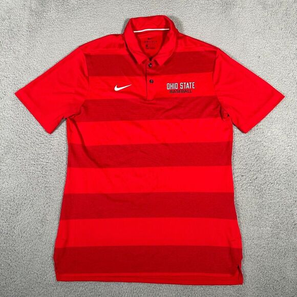 Ohio State Buckeyes Polo Shirt Mens Medium Red Nike Dri-Fit Baseball Performance - Picture 1 of 8